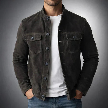 Cassian | Men's Suede Button-Up Field Jacket