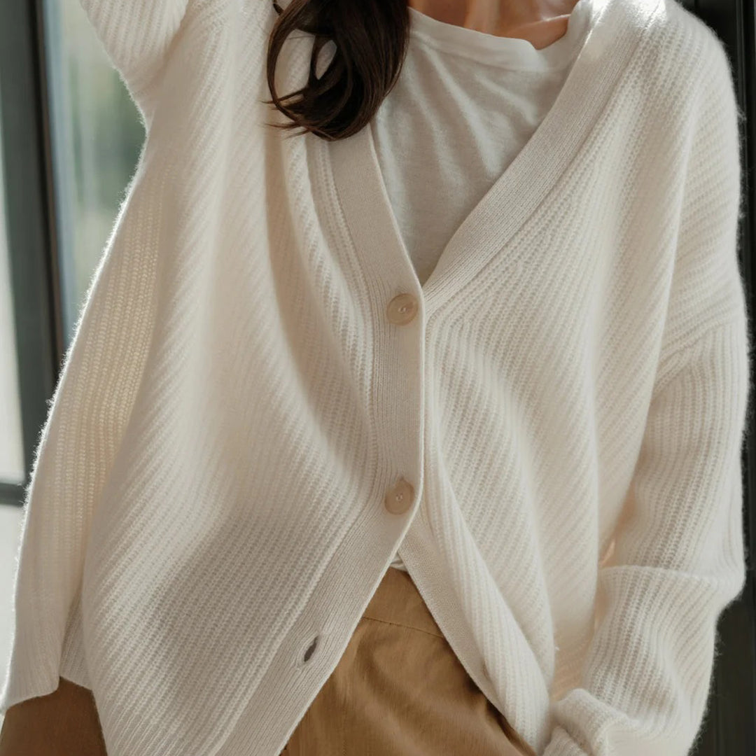 Estelle | Women's Oversized Rib-Knit Button-Front Long Cardigan