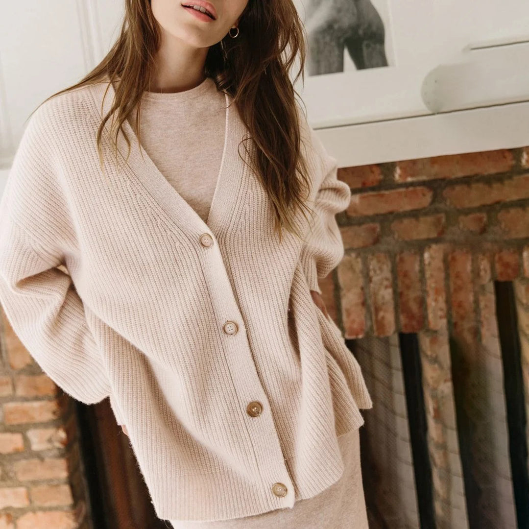 Estelle | Women's Oversized Rib-Knit Button-Front Long Cardigan