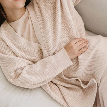 Estelle | Women's Oversized Rib-Knit Button-Front Long Cardigan