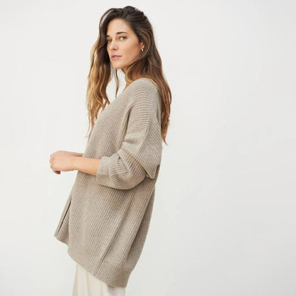 Estelle | Women's Oversized Rib-Knit Button-Front Long Cardigan