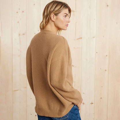 Estelle | Women's Oversized Rib-Knit Button-Front Long Cardigan