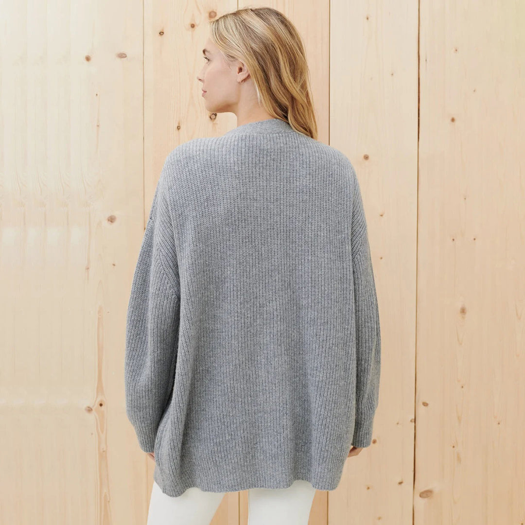 Estelle | Women's Oversized Rib-Knit Button-Front Long Cardigan