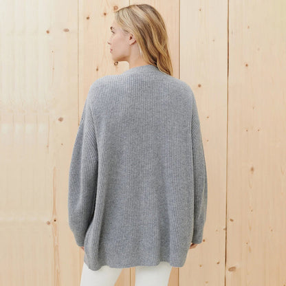 Estelle | Women's Oversized Rib-Knit Button-Front Long Cardigan