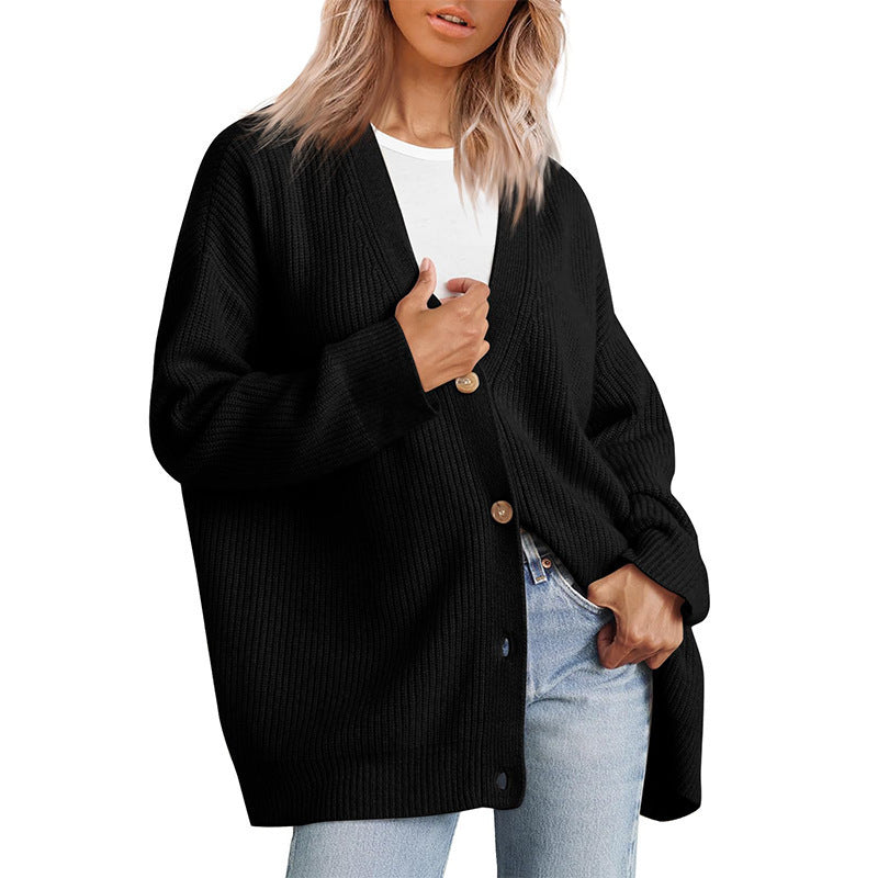 Estelle | Women's Oversized Rib-Knit Button-Front Long Cardigan