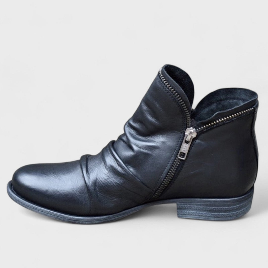 Loreleth | Women's Slouched Leather Zip Ankle Boot