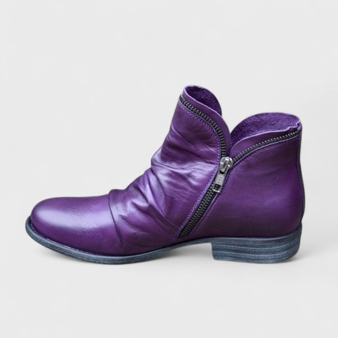 Loreleth | Women's Slouched Leather Zip Ankle Boot
