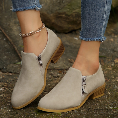 Cassinda | Women's Zip-Up Block Heel Ankle Shoe