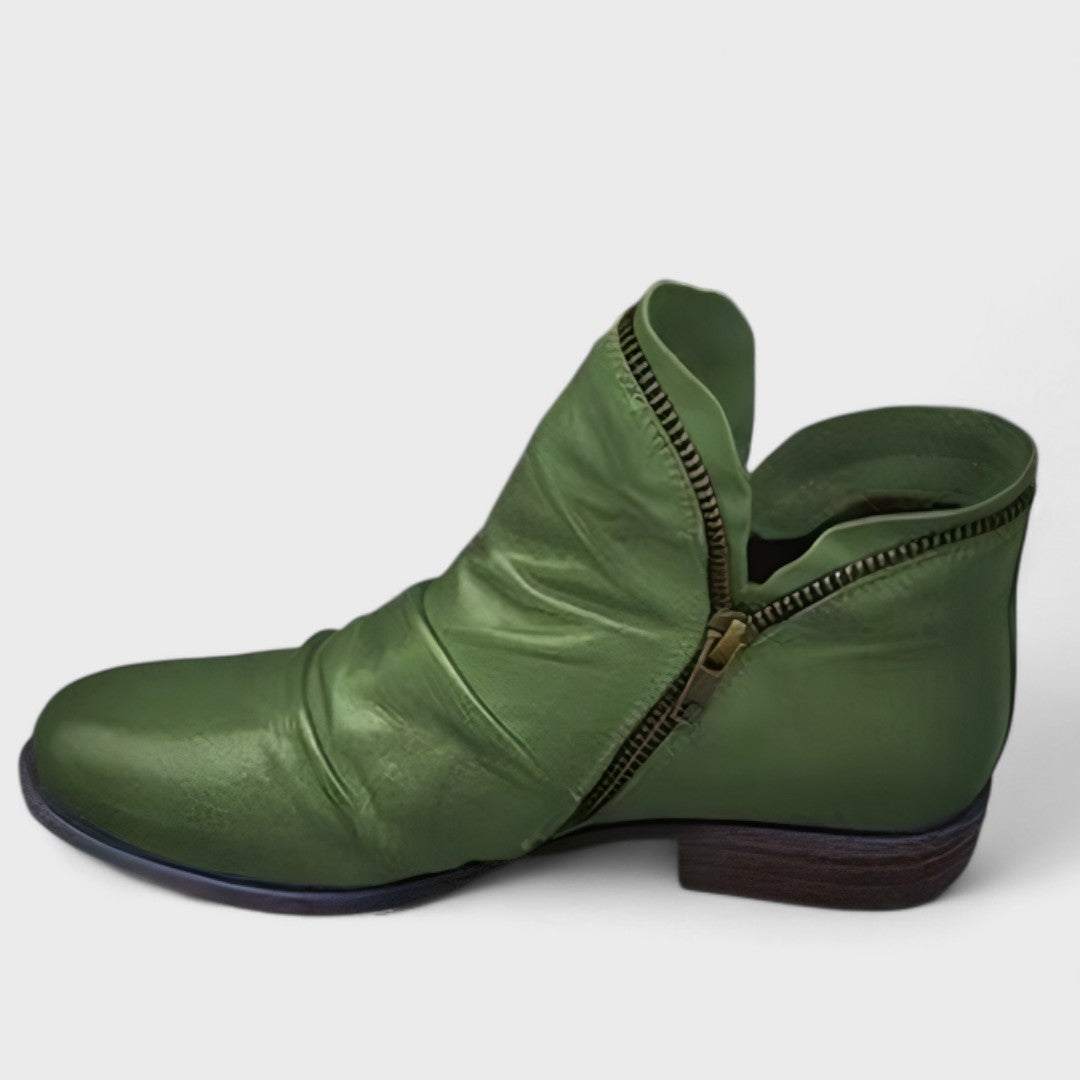 Loreleth | Women's Slouched Leather Zip Ankle Boot