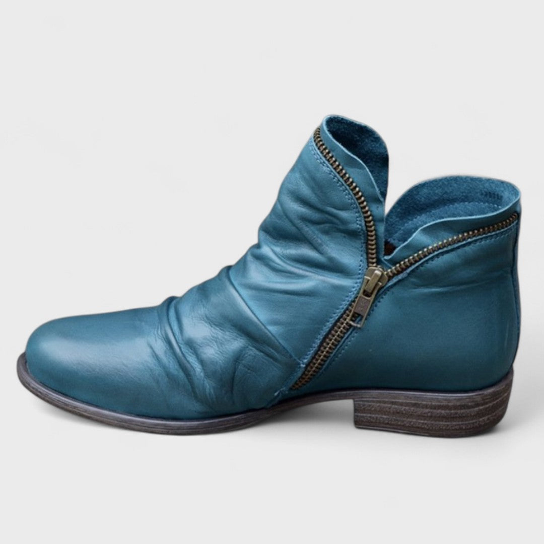 Loreleth | Women's Slouched Leather Zip Ankle Boot