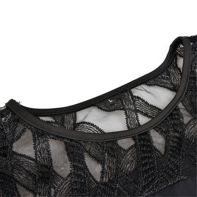 Madeline | Women's Plus Size Midi Dress Lace Mesh Overlay Elegant