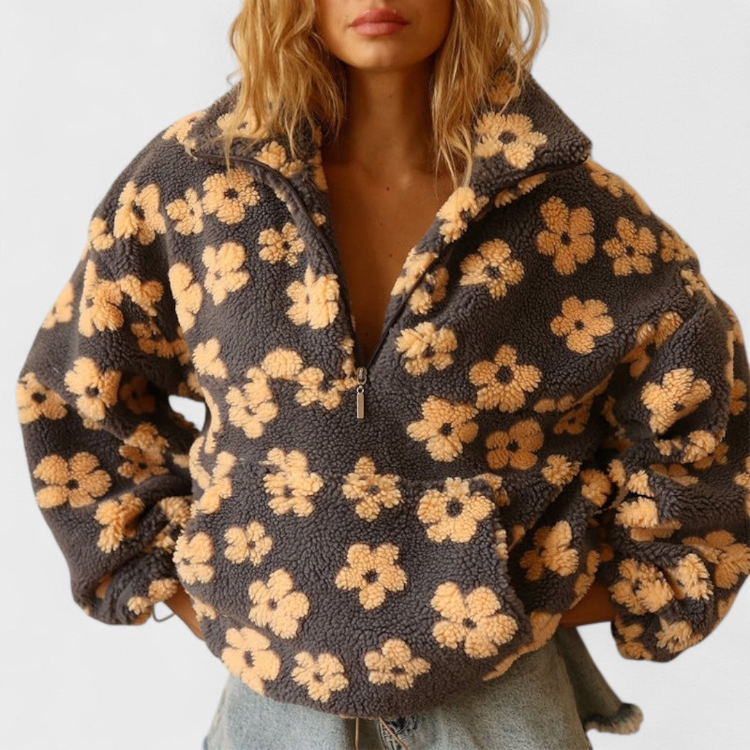 Marlowe | Women's Fleece Floral Half-Zip Pullover