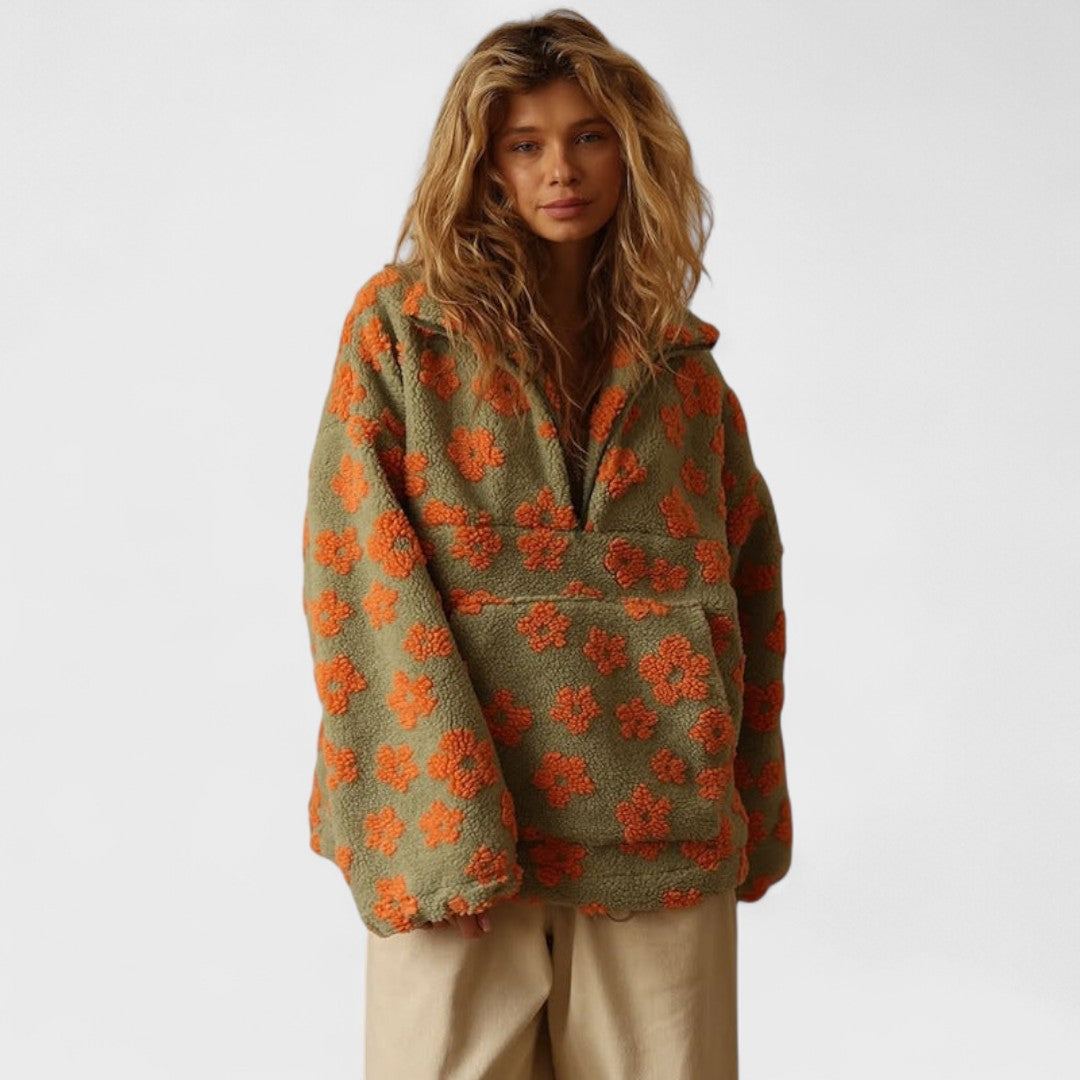 Marlowe | Women's Fleece Floral Half-Zip Pullover