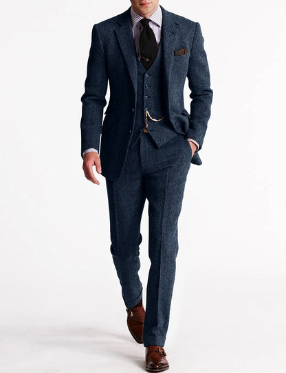 Percival | Men's Tweed Herringbone Three Piece Suit