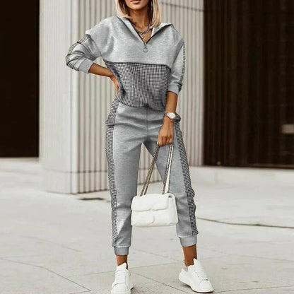 Delwyn | Women's Casual Zip-Neck Monogram Print Loungewear Tracksuit
