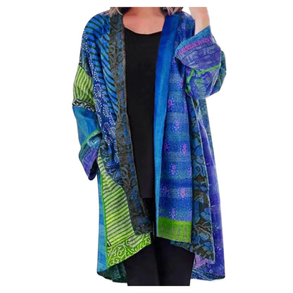 Ophira | Women's Vintage Printed Longline Open Front Cardigan