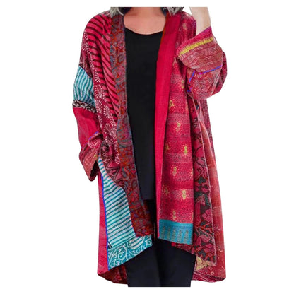 Ophira | Women's Vintage Printed Longline Open Front Cardigan