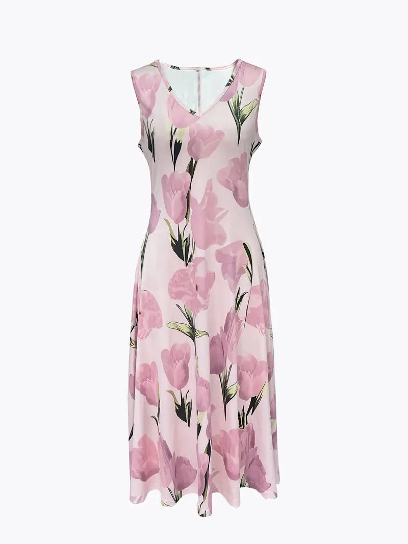 Catherine | Floral Print Sleeveless A Line Maxi Dress With Cropped Jacket Two Piece Set