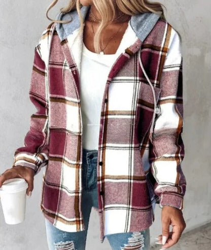 Linden | Women's Hooded Plaid Check Cosy Overshirt Jacket