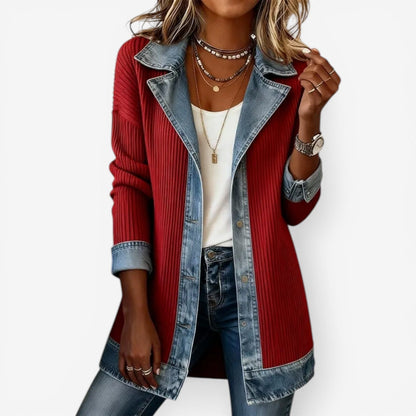 Marlowetta | Women's Layered Collar Textured Button Jacket