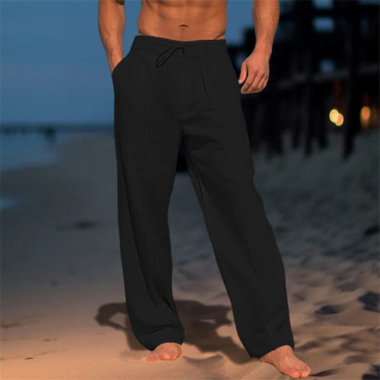 Eric | Men's Drawstring Relaxed Fit Pleated Beach Summer Pant