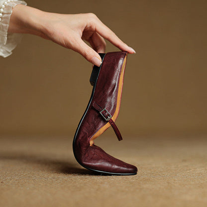 Wynora | Women's Pointed Toe Ankle Strap Flat Mule