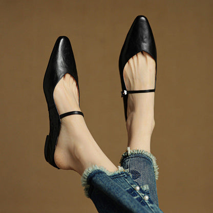 Wynora | Women's Pointed Toe Ankle Strap Flat Mule