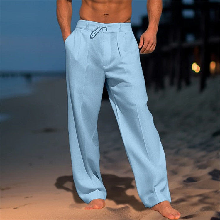 Eric | Men's Drawstring Relaxed Fit Pleated Beach Summer Pant