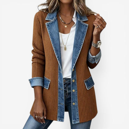 Marlowetta | Women's Layered Collar Textured Button Jacket