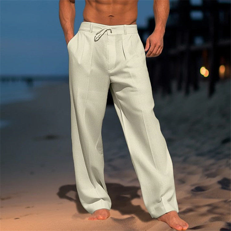 Eric | Men's Drawstring Relaxed Fit Pleated Beach Summer Pant