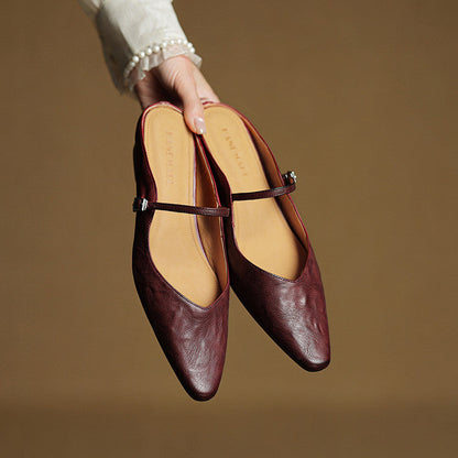 Wynora | Women's Pointed Toe Ankle Strap Flat Mule