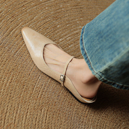 Wynora | Women's Pointed Toe Ankle Strap Flat Mule