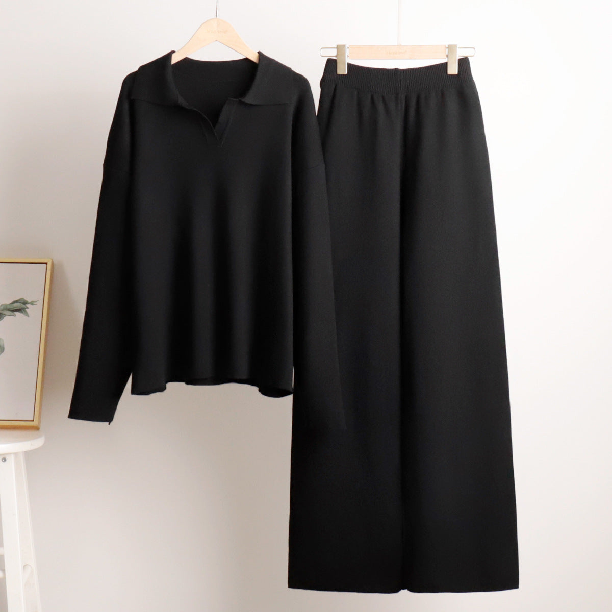 Lorelai | Women's Loungewear Polo Sweater and Wide Leg Trouser Set