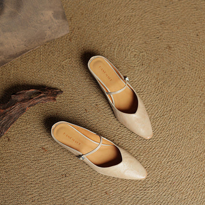 Wynora | Women's Pointed Toe Ankle Strap Flat Mule