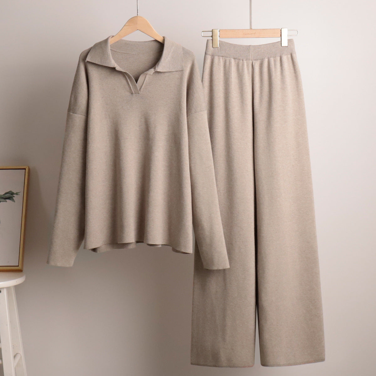 Lorelai | Women's Loungewear Polo Sweater and Wide Leg Trouser Set