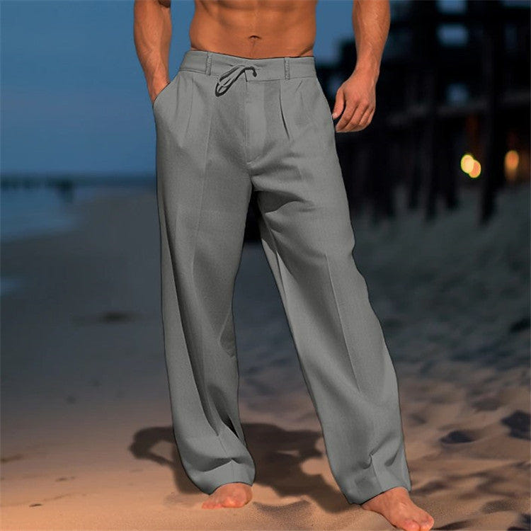 Eric | Men's Drawstring Relaxed Fit Pleated Beach Summer Pant