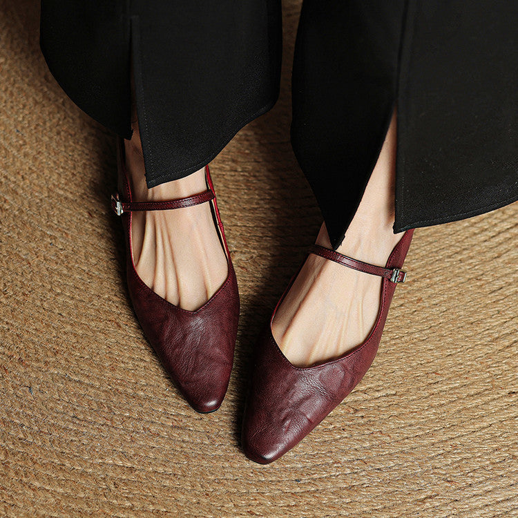 Wynora | Women's Pointed Toe Ankle Strap Flat Mule