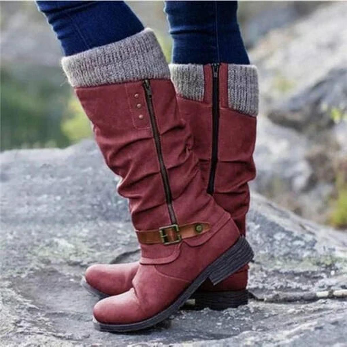 Torsten | Women's Slouch Knitted Cuff Buckle Winter Boot