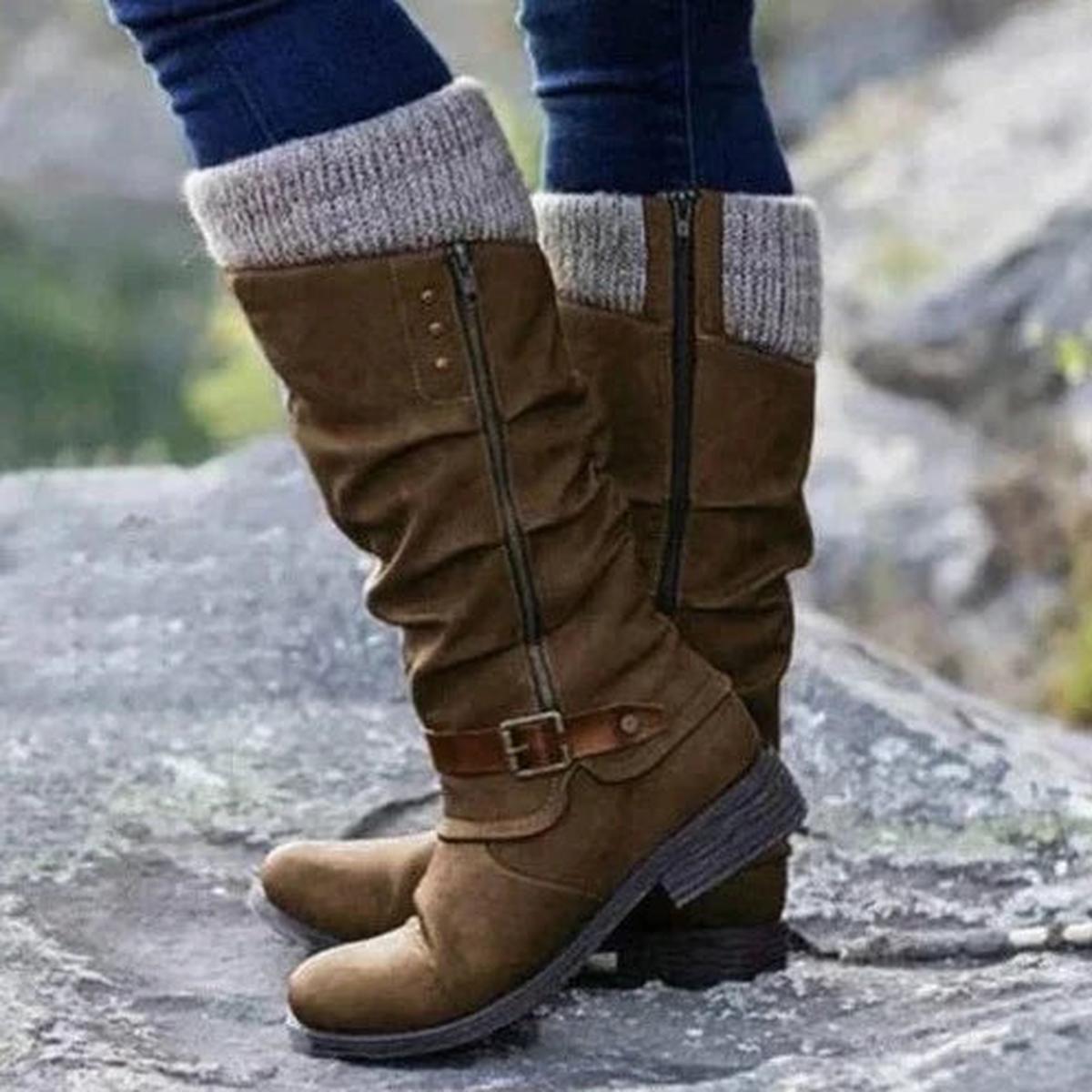 Torsten | Women's Slouch Knitted Cuff Buckle Winter Boot