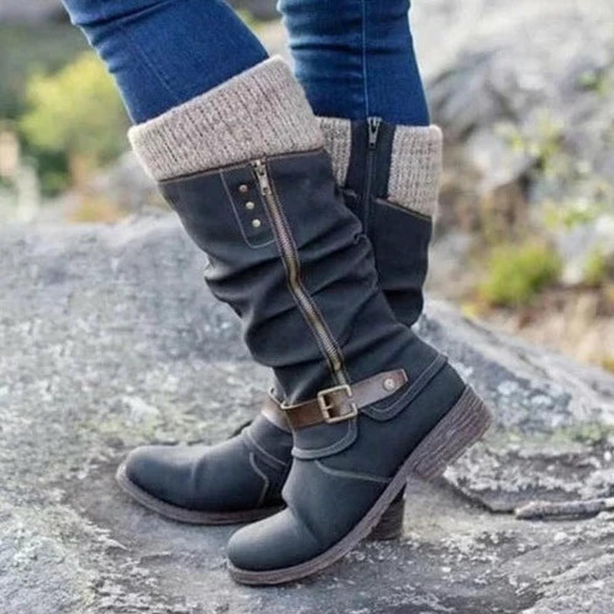 Torsten | Women's Slouch Knitted Cuff Buckle Winter Boot