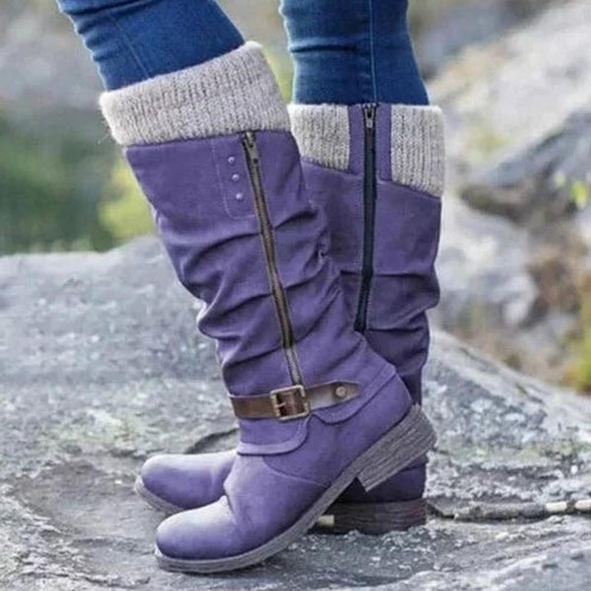 Torsten | Women's Slouch Knitted Cuff Buckle Winter Boot