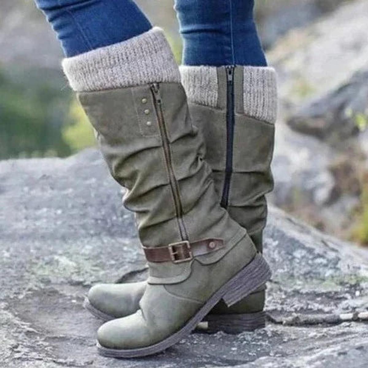 Torsten | Women's Slouch Knitted Cuff Buckle Winter Boot