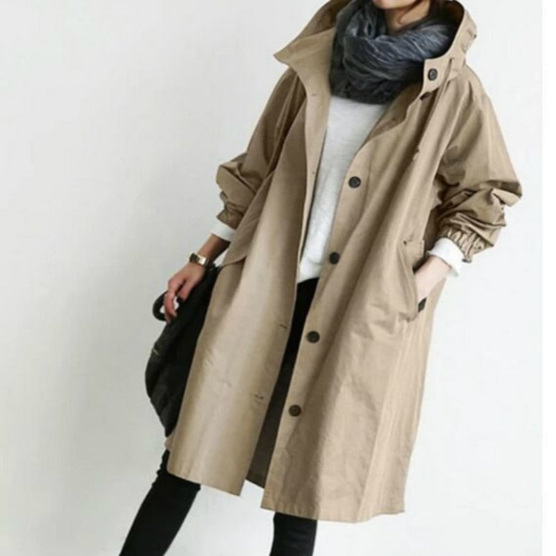 Brenna | Women's Oversized Hooded Waterproof Longline Trench Coat