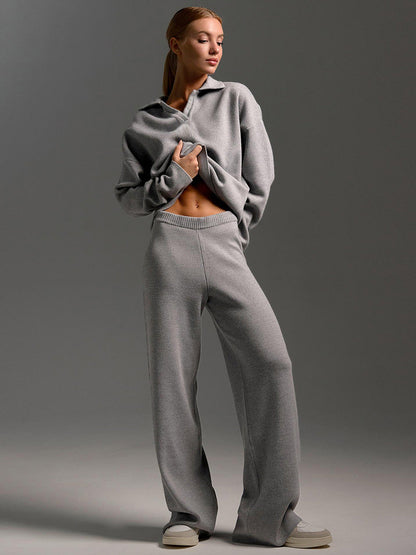 Lorelai | Women's Loungewear Polo Sweater and Wide Leg Trouser Set