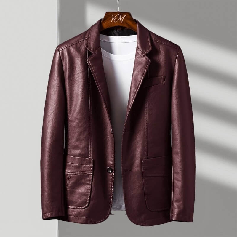 Lorcan | Men's Leather Blazer Tailored Two Button Jacket
