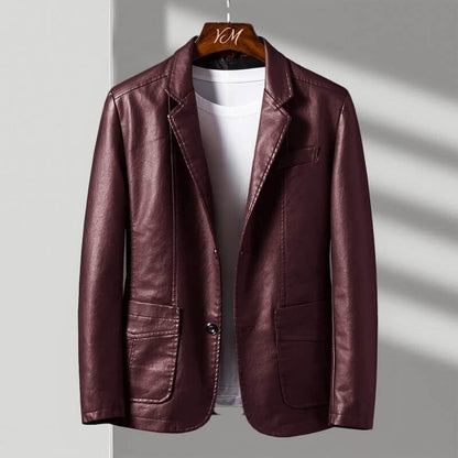 Lorcan | Men's Leather Blazer Tailored Two Button Jacket
