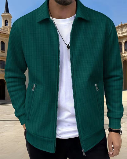 Thorne | Men's Textured Zip-Up Athletic Casual Jacket