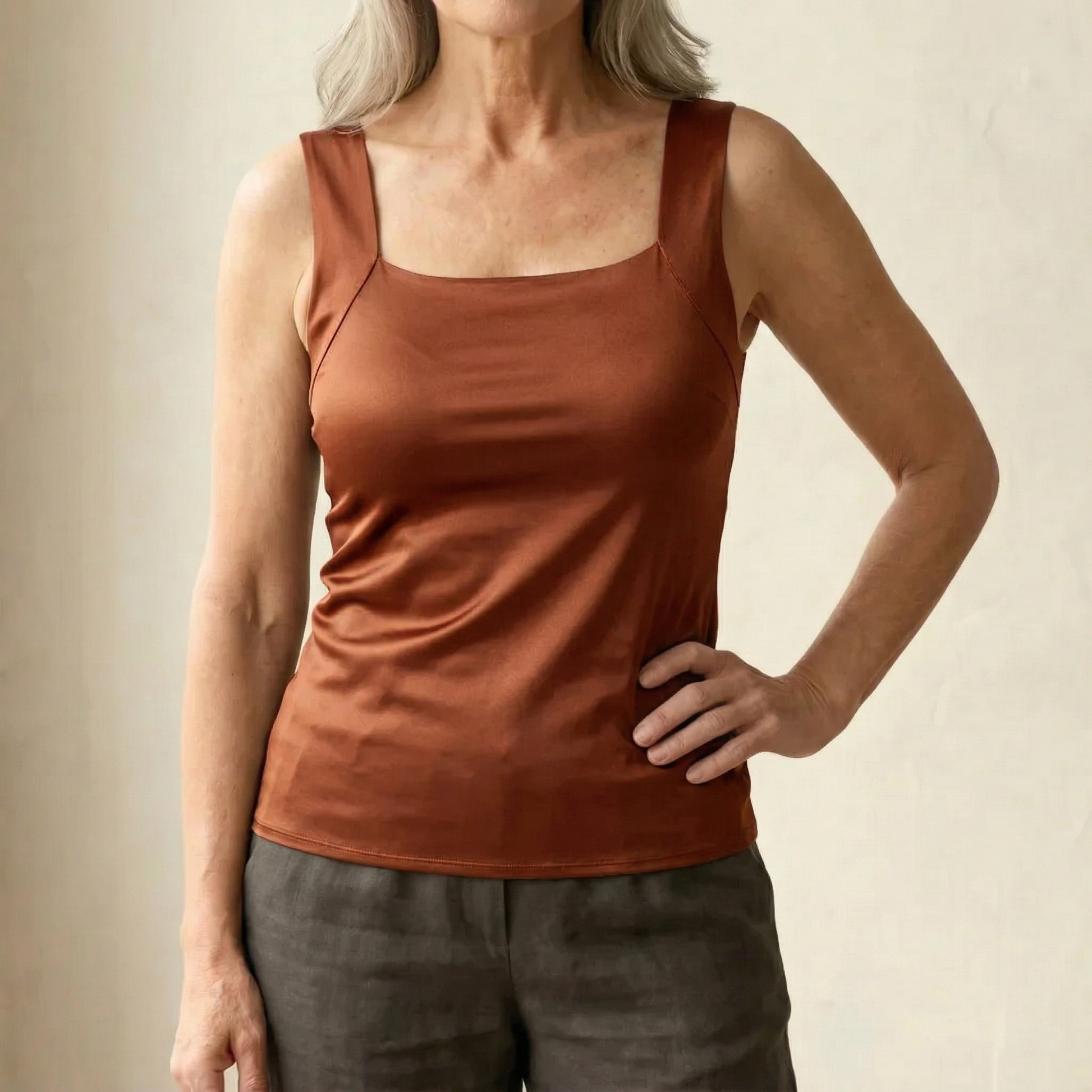 Althea | Women's Square Neck Built In Bra Tank Top