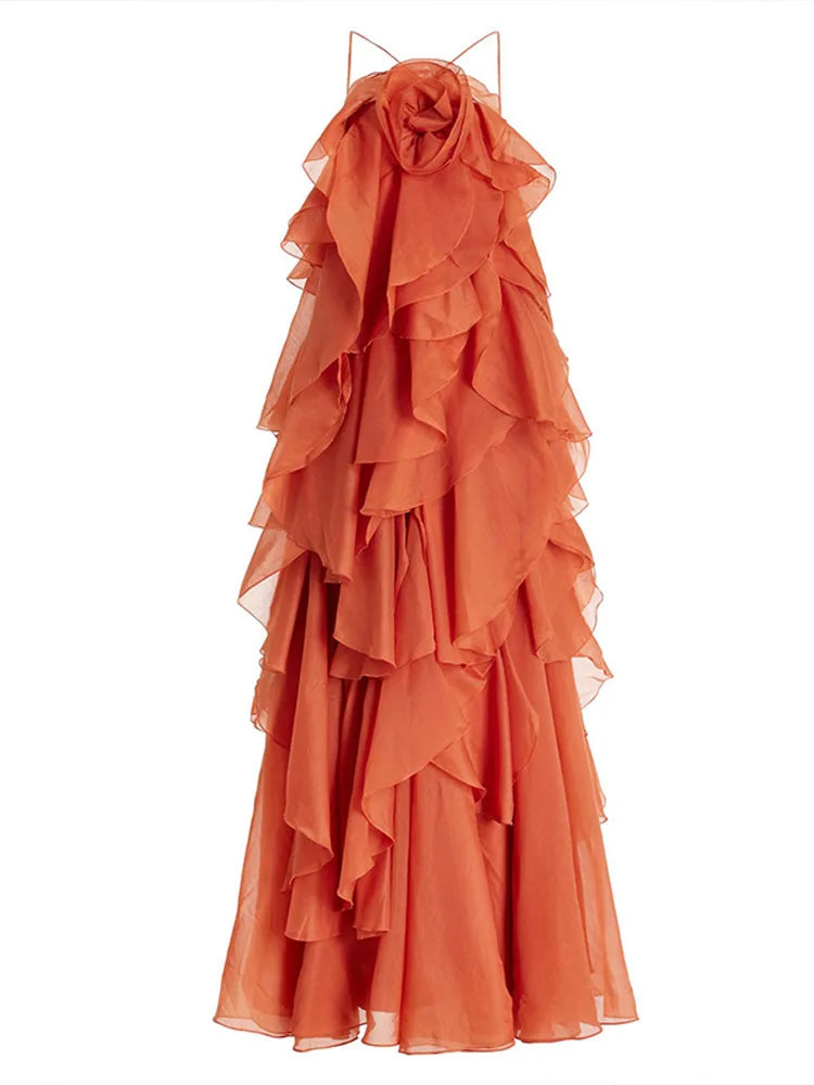 Vera | Women's Ruffle Chiffon Floral Maxi Dress