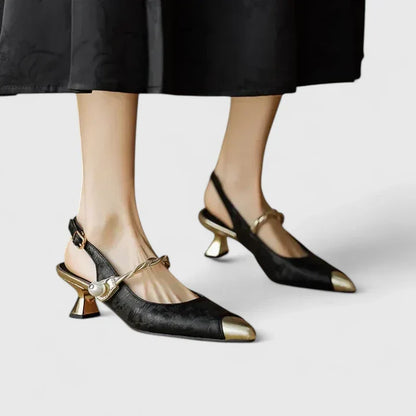 Liora | Women's Slingback Pointed Toe Kitten Heel Pump